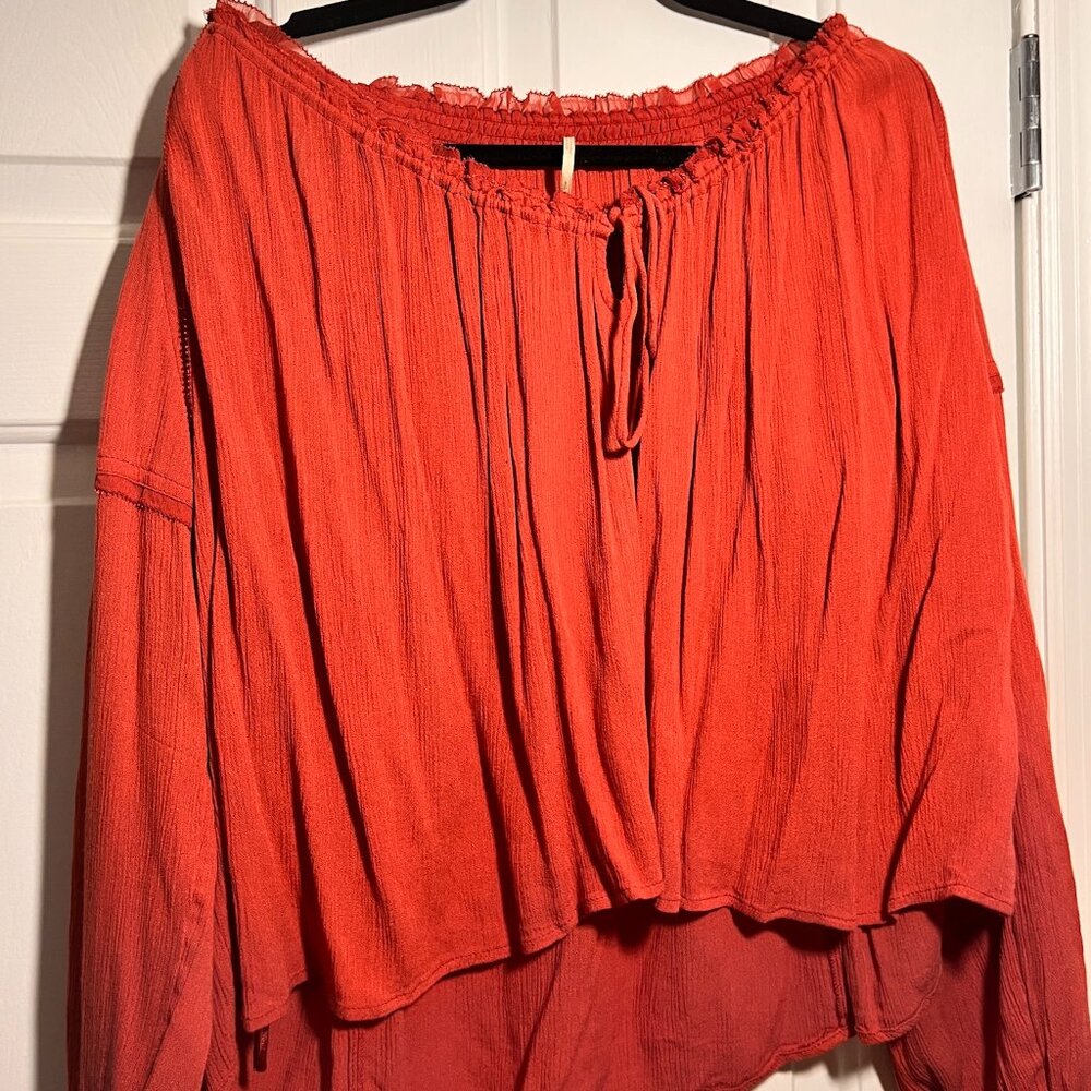 Free People Banda Gold Long Sleeve Top